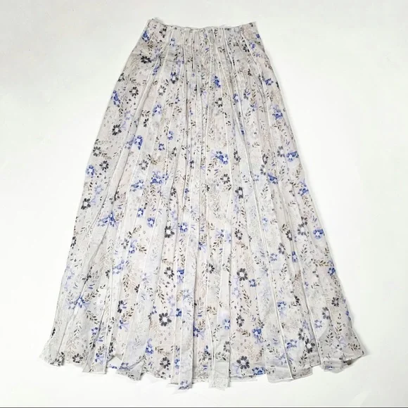 AJE Dellal Midi Skirt Wildflower Floral Print Size US 2 XS (AU 6) White Blue - Picture 11 of 12